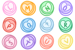 Lovely Hearts Font Valentines Letters Retro Sweets PNG SVG Product Image 3