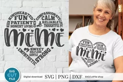 Create a one-of-a-kind gift for your beloved Grandma MeMe with this heart design. Compatible with Cricut or Silhouette cutting machines for making custom t-shirts and tote bags.