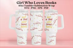 Loves Books book lover 40oz quencher tumbler sublimation full wrap SVG high resolution transparent background