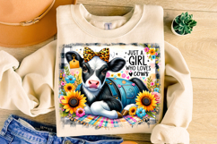 Just A Girl Who Loves Cows PNG, Cow PNG, Cowgirl PNG, Farm Product Image 3