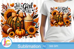 Just A Girl Who Loves Fall Sublimation Clipart, Autumn Product Image 1
