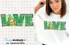 Love St Patricks Gnome Girl Sublimation Design Horizontal Product Image 1