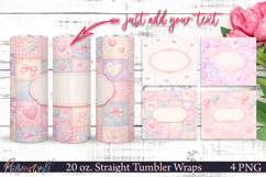 Patchwork Hearts 20 oz Straight Tumbler Wrap | Coquette Product Image 1