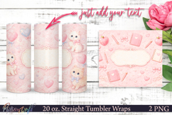 Coquette Love Hearts Tumbler Wrap Designs | Cats and School Product Image 1