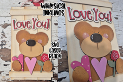 Love You Valentines Bear Laser SVG Product Image 1