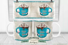 Love You 11 & 15 oz Valentine Cocoa Mug Sublimation Design Product Image 1