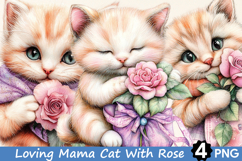 Loving Mama Cat With Rose clipart Product Image 1