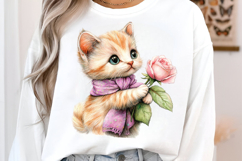 Loving Mama Cat With Rose clipart Product Image 2