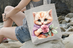 Loving Mama Cat With Rose clipart Product Image 3