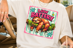 Low Battery PNG, Funny Lazy Sloth Sublimation Product Image 2
