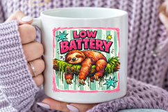 Low Battery PNG, Funny Lazy Sloth Sublimation Product Image 5