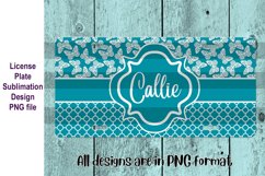 Teal Butterfly and Quatrefoil License Plate Template Product Image 1