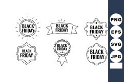 Black Friday sale badges and labels vector illustration set Product Image 1