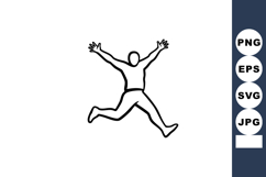 Human figure jumping with arms raised energetic active dynam Product Image 1
