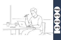 Man working on laptop with pen in modern minimalist office v Product Image 1