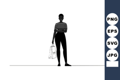 Vector silhouette of standing woman holding shopping bag and Product Image 1
