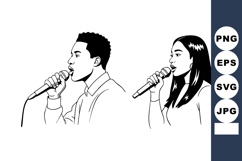 Male and female singers performing with microphones vector i Product Image 1