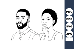 Thoughtful young man and woman portrait vector illustration Product Image 1
