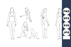 Female body outline poses vector illustration with standing Product Image 1