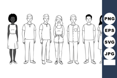 Diverse group of seven young people standing in casual outfi Product Image 1