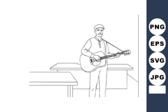 Male musician playing acoustic guitar on stage vector illust Product Image 1