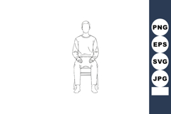 Minimalist outline of seated man on chair line art vector il Product Image 1