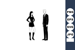 Businessman and Businesswoman Standing Facing Each Other in Product Image 1