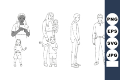 Diverse family members standing and interacting in casual po Product Image 1