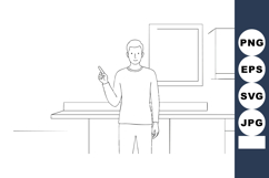 Man standing and pointing finger in minimal line art style v Product Image 1
