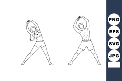 Fitness couple stretching exercise workout illustration in s Product Image 1