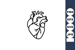 Human heart anatomy black outline vector illustration medica Product Image 1