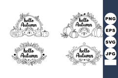 Hello Autumn Seasonal Greetings with Pumpkins and Leaves Dec Product Image 1