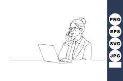 Businesswoman working with laptop and phone in office enviro Product Image 1