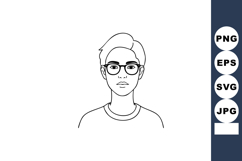 Young man with glasses wearing casual t-shirt simple black a Product Image 1