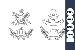 Thanksgiving themed vector icons with turkey, pumpkin, thist Product Image 1
