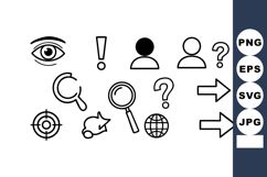 Search and question icons vector set including eye magnifyin Product Image 1