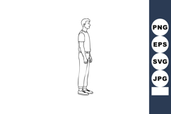 Standing man side view outline sketch minimal vector illustr Product Image 1