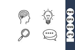 Human Brain Lightbulb Magnifying Glass Speech Bubble Concept Product Image 1