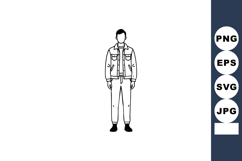 Young man standing in casual jacket and pants vector illustr Product Image 1