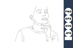 Woman thoughtful pose line art minimalistic vector illustrat Product Image 1