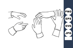 Hands in various positions wearing gloves black and white ve Product Image 1
