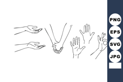 Hand Gesture Line Art Vector Including Holding, Open, Raised Product Image 1
