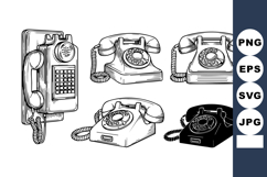 Vintage rotary and push button telephones vector illustratio Product Image 1