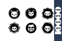 Set of black and white gothic animal and skull icons with ci Product Image 1