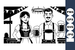 Oktoberfest couple holding beer mugs celebrating traditional Product Image 1
