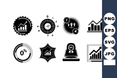 Business growth and analytics icons set with charts and perc Product Image 1