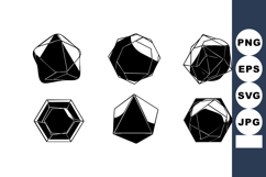 Black and white geometric shapes set with polygon and polyhe Product Image 1