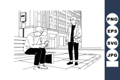 Two young people urban street scene casual conversation vect Product Image 1