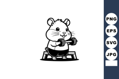 Hamster lifting dumbbells exercising fitness training gym ve Product Image 1