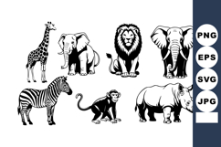 African wildlife collection with giraffe lion elephant zebra Product Image 1
